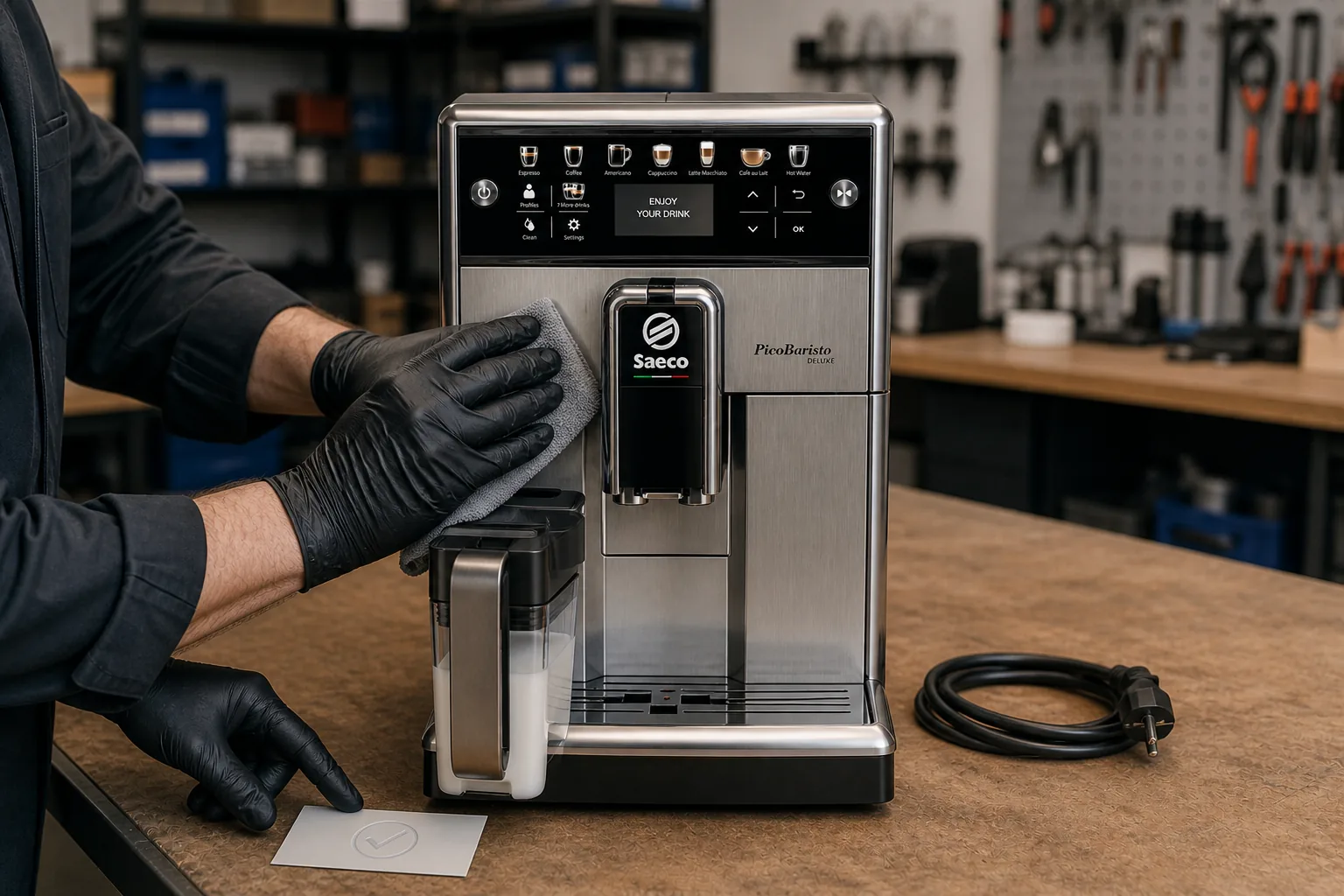 Почистена и тествана Saeco PicoBaristo Deluxe, готова за предаване